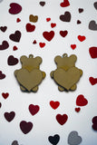 3D bear holding heart earrings