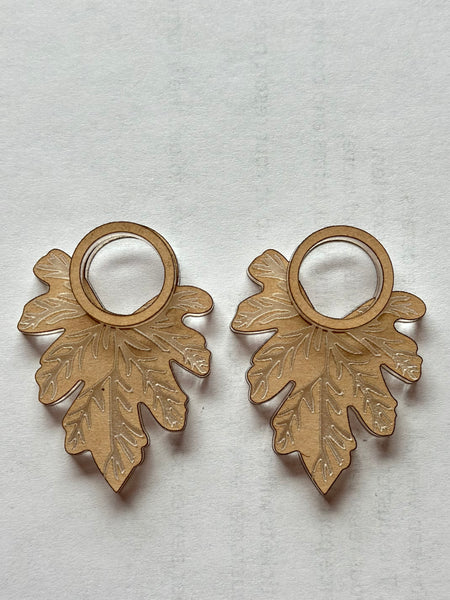 3D Fall leaf circle dangle earring
