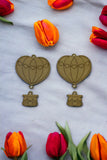 2 piece love hot air balloon earrings