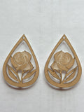 Rose flower engraved teardrop earrings