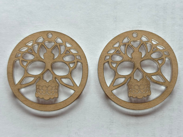 Fancy skull circle earrings