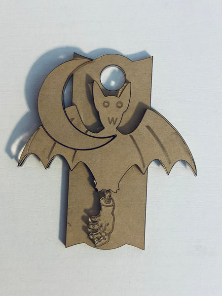 3D bat and moon cup tag