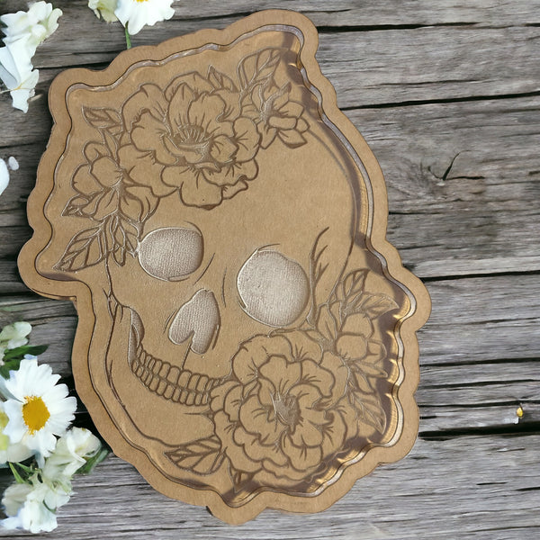 6” floral skull tray