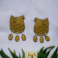 2 piece chicken laying egg earrings