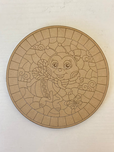 4” Stained glass cute bee coaster