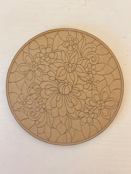 4” Stained glass crazy flower coaster