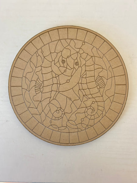 4” Stained glass seahorse coaster