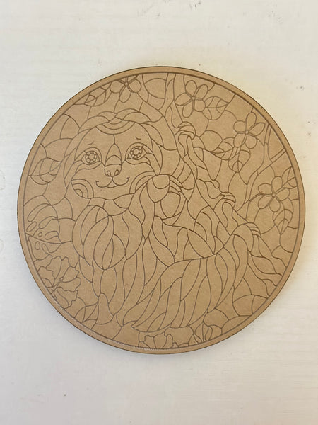 4” Stained glass sloth coaster
