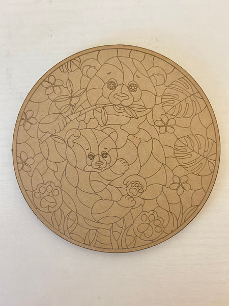 4” Stained glass panda coaster