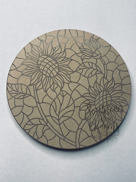 Sunflower stained glass coaster