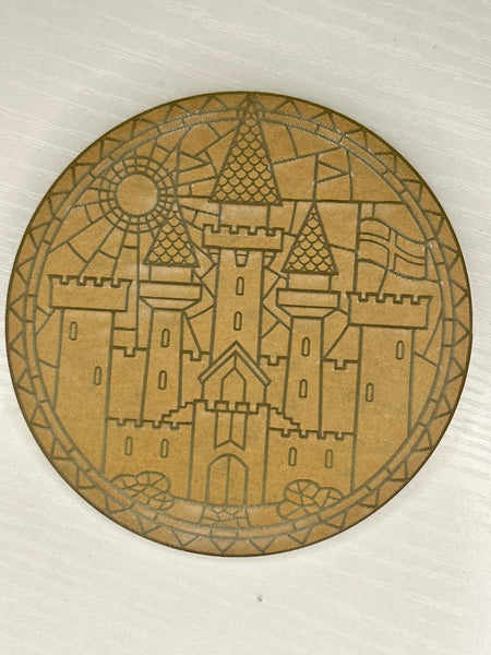 4” castle stained glass coaster