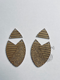 2 part 3D engraved line flower earrings