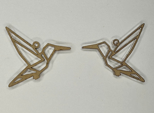 Origami humming bird cutout earrings