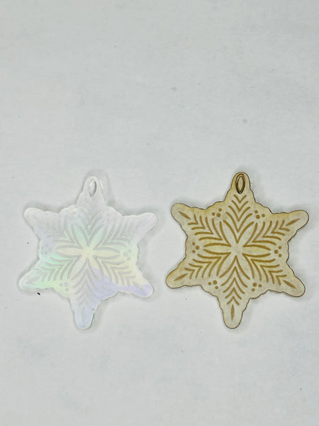 Engraved holo snowflake earrings