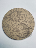 Sun and moon stained glass coaster