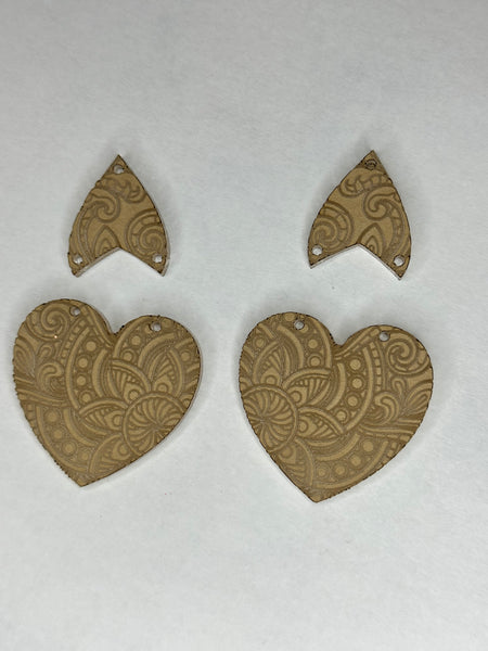 2 piece mandala heart earring