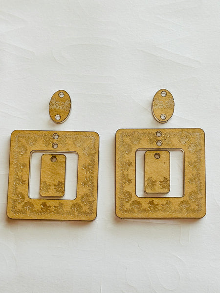 3 piece square earring