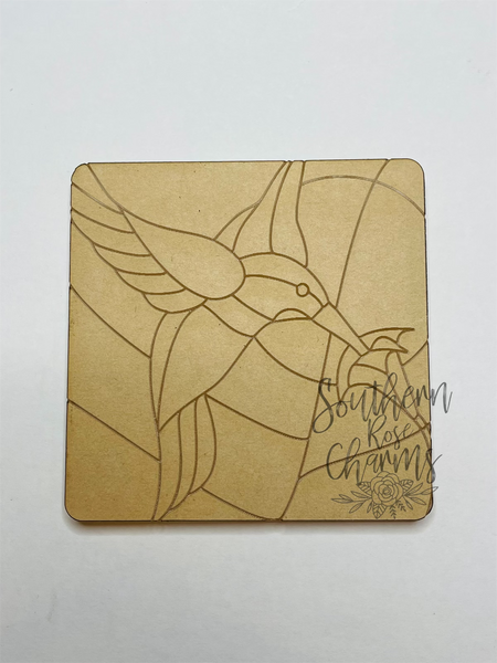 Stained glass humming bird coaster