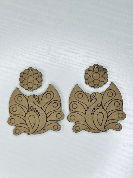 2 piece Floral peacock earring