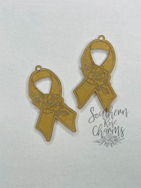 Floral cancer ribbon earrings