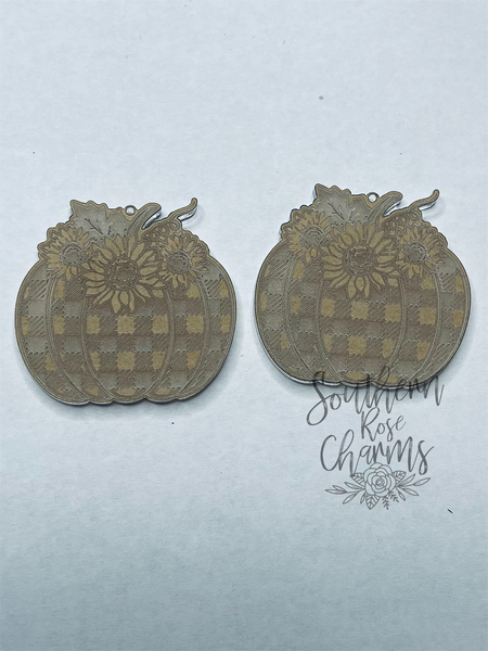 Plaid pumpkin sunflower earrings