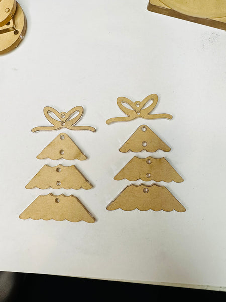 3 piece Christmas tree with bow earring