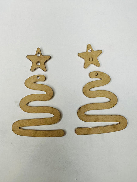 2 piece swirly Christmas tree earrings