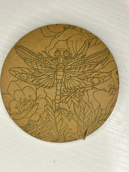 4” dragonfly mandala stained glass coaster
