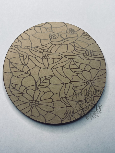 Flower tree frog stained glass coaster mold