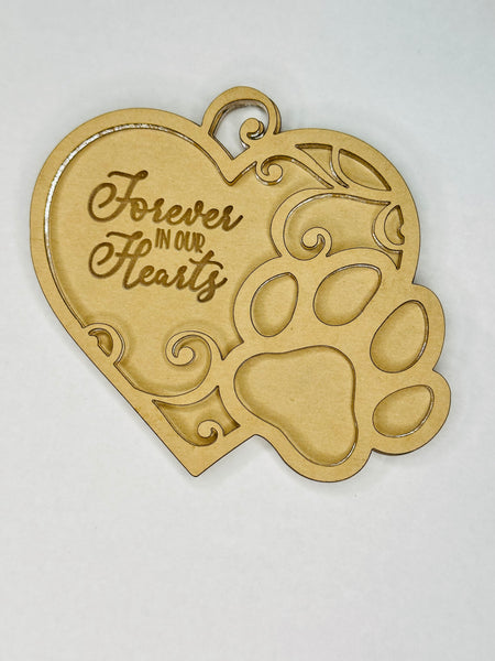 3D forever in our hearts ornament