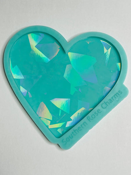Holographic heart coaster mold