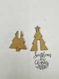 3D dimensional Christmas tree earrings