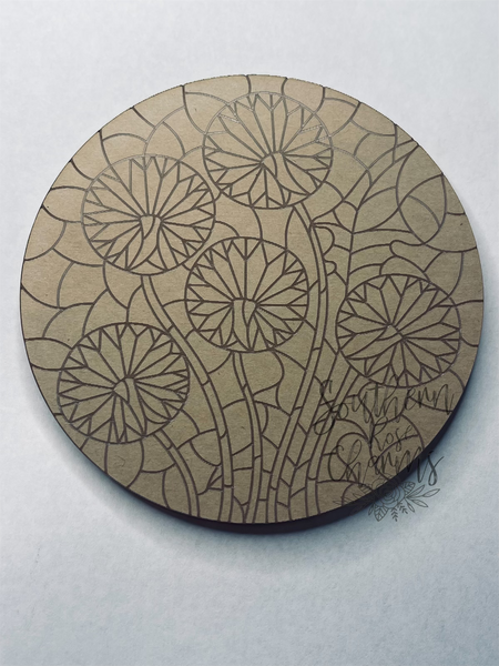 Dandelion stained glass coaster