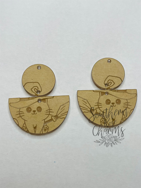 2 piece witch kitty earrings