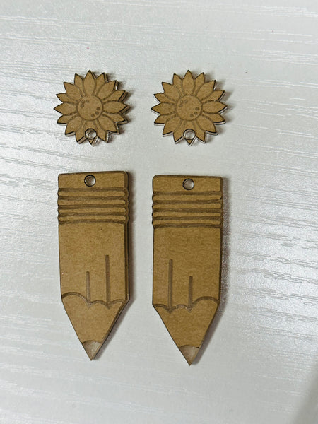 2 piece sunflower pencil earrings